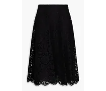 Flared corded lace skirt - Black