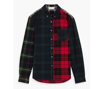 Mill patchwork checked cotton-flannel shirt - Red