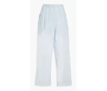 Pleated ripstop straight-leg pants - Blue