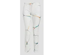 Printed mid-rise skinny jeans - White