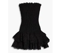 Megan strapless broderie anglaise cotton-blend mini dress - Black