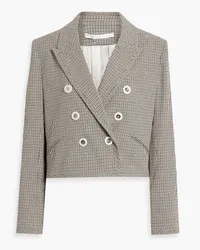 Veronica Beard Nevis cropped double-breasted houndstooth tweed blazer - Neutral Neutral