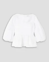 tibi Cotton-poplin peplum top - White White