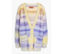 Space-dyed brushed wool-blend cardigan - Purple
