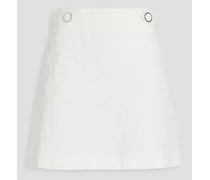 Embellished embossed cotton-blend mini skirt - White