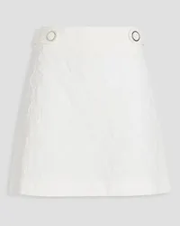 Moschino Embellished embossed cotton-blend mini skirt - White White