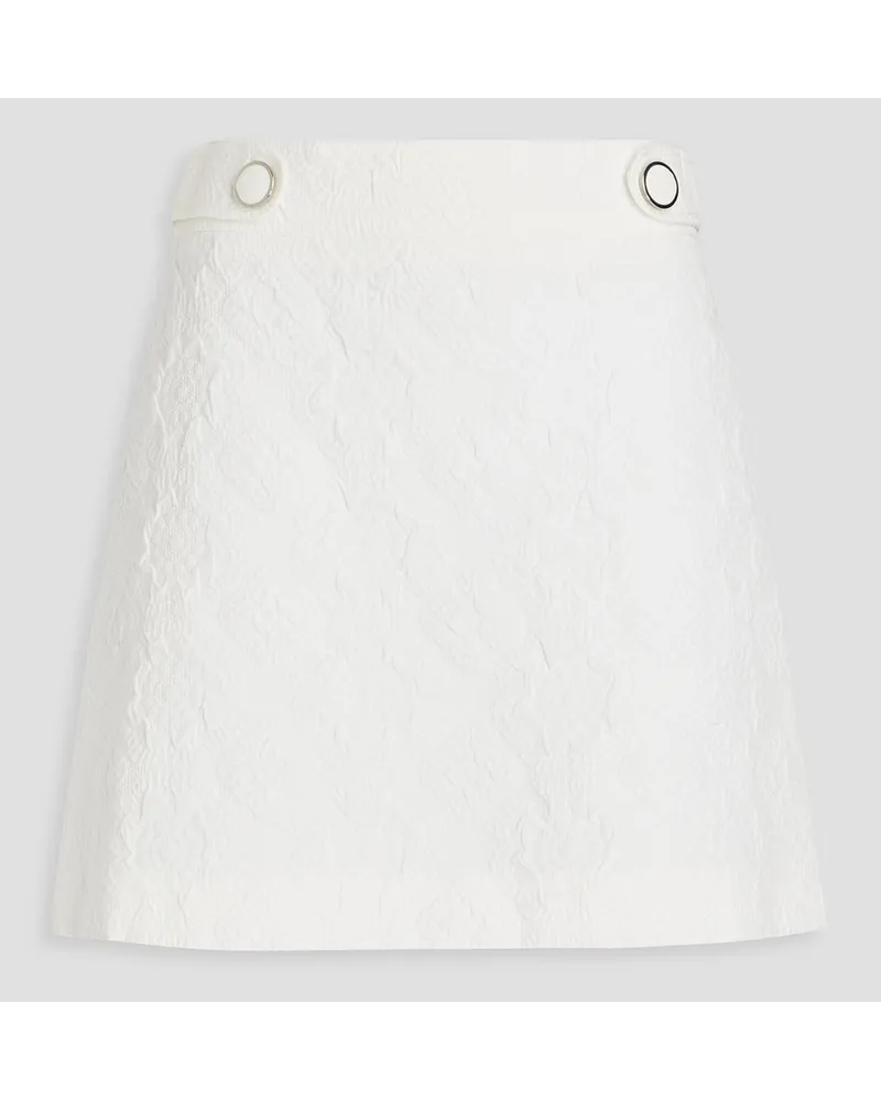 Moschino Embellished embossed cotton-blend mini skirt - White White
