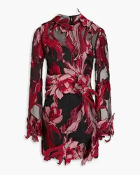 Alberta Ferretti Appliquéd metallic jacquard mini dress - Red Red