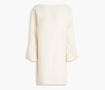 Embellished wool and silk-blend crepe mini dress - Neutral