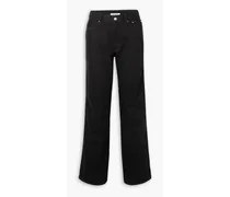 Zip-detailed high-rise straight-leg jeans - Black