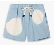 Tie-dyed cotton-jersey shorts - Blue