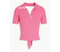 Bagnu open-back cotton-blend terry polo shirt - Pink