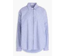 Striped stretch-cotton poplin shirt - Blue