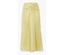 Twist-front satin midi skirt - Yellow