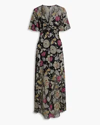 Rag & Bone Tamar twist-front floral-print chiffon maxi dress - Black Black