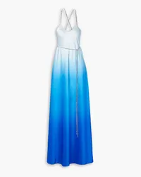 SEMSEM Swarovski crystal-embellished dégradé silk-charmeuse gown - Blue Blue