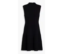 Cutout metallic ribbed-knit mini dress - Black