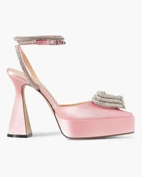 Mach & Mach Triple Heart crystal-embellished satin pumps - Pink Pink