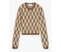 Checked knitted sweater - Brown