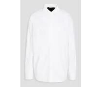 Ruffle-trimmed cotton-blend poplin shirt - White