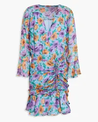 Veronica Beard Sean ruched floral-print silk-chiffon mini dress - Multicolor Multicolor