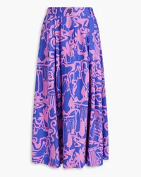 Mara Hoffman Tulay pleated printed hemp midi skirt - Blue Blue