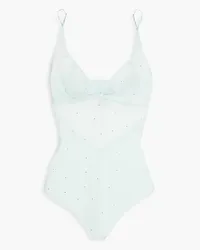 Stella McCartney Crystal-embellished stretch-tulle bodysuit - Green Green