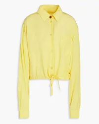 Marni Camicia cropped silk crepe de chine top - Yellow Yellow