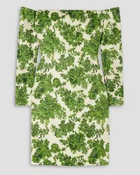 EMILIA WICKSTEAD Mirta off-the-shoulder floral-print faille mini dress - Green Green