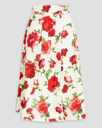 Carolina Herrera New York Pleated floral-print cotton-blend midi skirt - Red Red