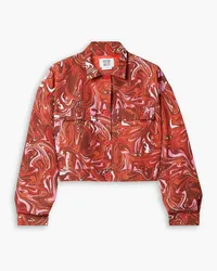 Maisie Wilen Club cropped printed shell jacket - Red Red