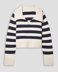 KHAITE Franklin striped cashmere-blend sweater - White White