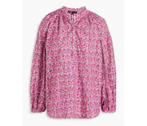 Floral-print broderie anglaise cotton blouse - Pink