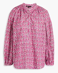 Maje Floral-print broderie anglaise cotton blouse - Pink Pink