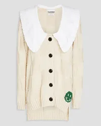 Ganni Paneled knitted cardigan - White White