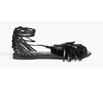 Tasseled leather sandals - Black