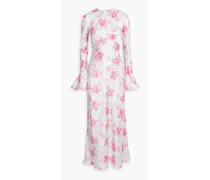 Open-back floral-print silk-satin maxi dress - Pink