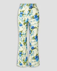 Richard Quinn Floral-print high-rise straight-leg jeans - White White