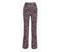 Metallic crochet-knit bootcut pants - Black