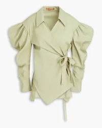 REJINA PYO Lyra gathered crepe wrap blouse - Green Green