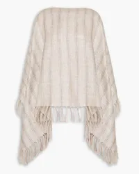 Brunello Cucinelli Fringed metallic linen-bend gauze wrap - Neutral - OneSize Neutral