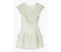 Lunetta ruffled floral-print broderie anglaise cotton mini dress - Green