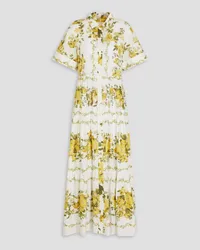 Erdem Gathered floral-print cotton-sateen maxi dress - White White