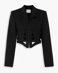 Dion Lee Cage grosgrain-trimmed twill blazer - Black Black