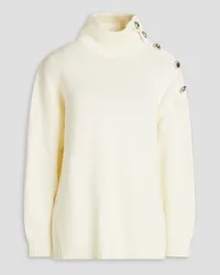 Claudie Pierlot Button-detailed knitted turtleneck sweater - White White