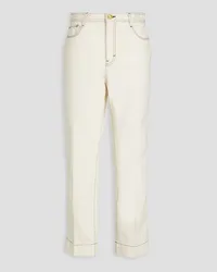 Tory Burch Cropped high-rise straight-leg jeans - White White