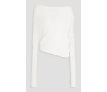 Draped knitted sweater - White