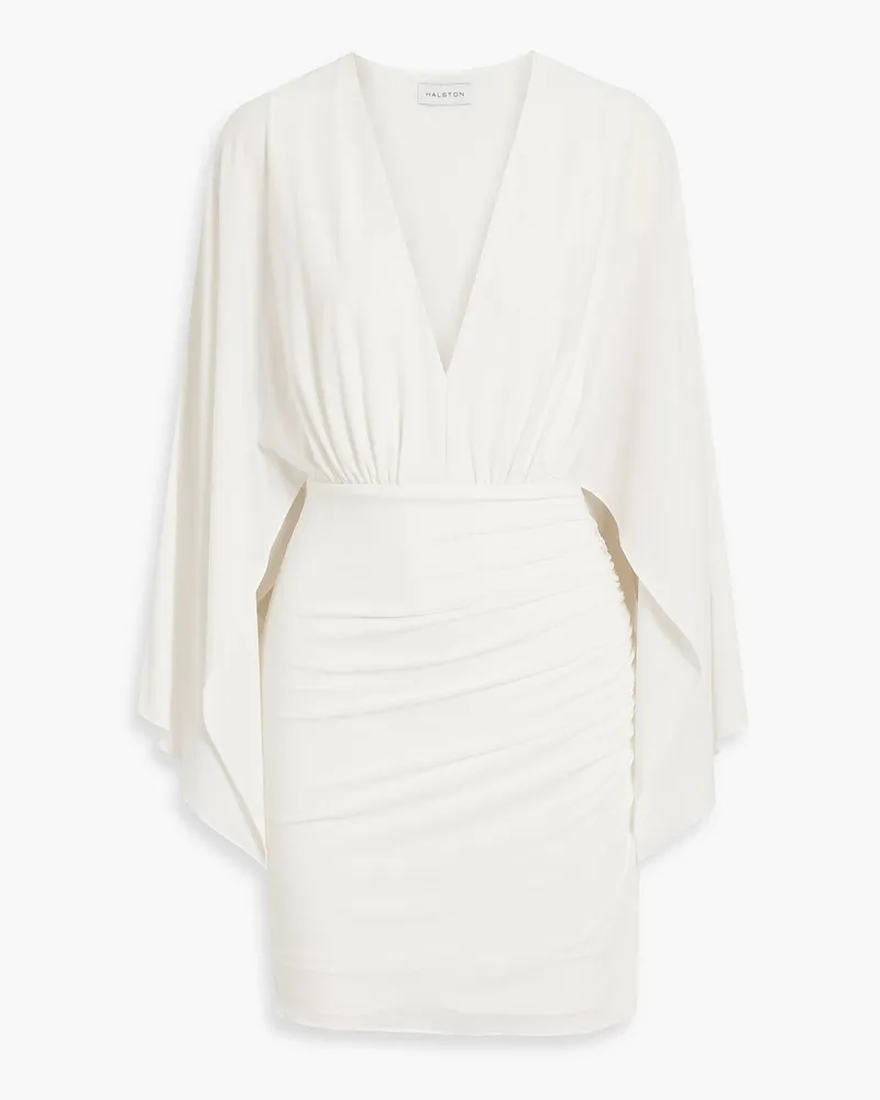 Halston Oaklyn ruched stretch-jersey mini dress - White White