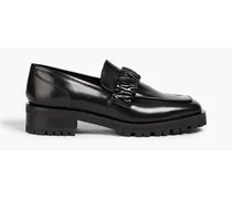 Ruched leather loafers - Black