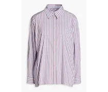 Holly Striped stretch cotton-blend poplin shirt - Burgundy